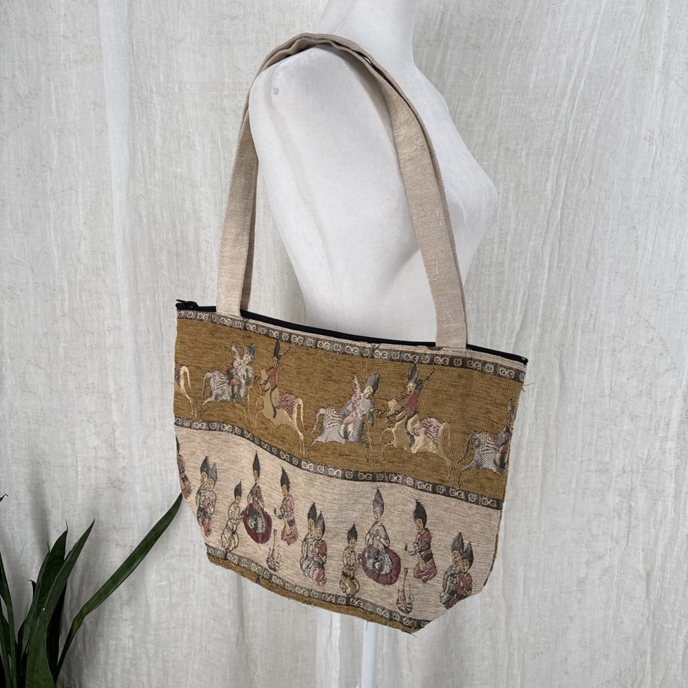 Vintage Handmade Tapestry Shoulder Bag Tote Woven Zip Artisan Folk Ethnic Boho